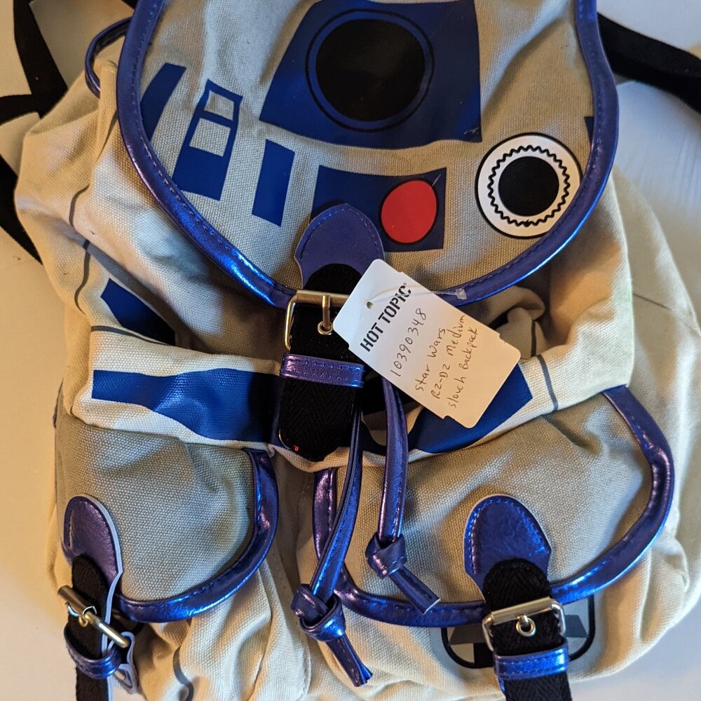 NWT R2-D2 Hot Topic Disney Backpack Star Wars Droid Blue Canvas R2D2 Collectible - Picture 2 of 11
